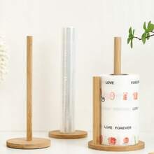 1 pieza Soporte de papel higiénico de madera/bambú, dispensador de caja de pañuelos de pie para cocina, baño, dormitorio, versión estándar de 24.5 cm de altura, versión extendida de 28 cm de altura - Caqui - Ver 8