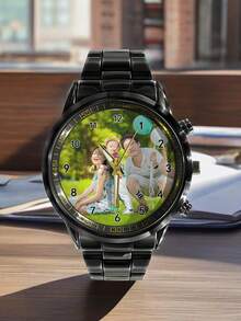 1 Pc, Custom Men's Business Watch, Personalised Photo Dial, Waterproof Alloy Watch, Customize Your Own Watch With Pictures And Words. Customised Fashion Men's Quartz Watch, Non-Mechanical Watch, Suitable For Both Men And Women, High End Gift. This Fashion Watch Is Suitable For Mums, Wives, Dads, Husbands, Boyfriends And Girlfriends To Express Your Love On Holidays Or Birthdays.