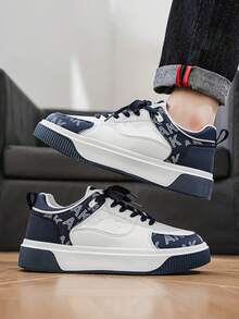 2025 新款男鞋透气拼色系带低帮休闲滑板鞋，四季耐磨防滑厚底百搭轻便休闲运动鞋，适合户外活动、日常通勤、假日旅行、休闲露营、礼物 - 彩色 - 查看 16