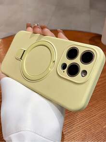 适用于磁性无线充电软硅胶支架外壳兼容 17Air 17 16 15 14 13 12 11 Pro Max 16e 软壳磁性液体硅胶保护套 - 乳黃色 - 查看 2