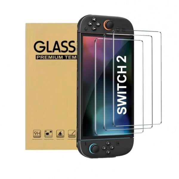 TOOUEE TOOUEE 3 Pack Displayschutzfolie aus gehärtetem Glas, kompatibel mit Switch 2, transparent, HD, klar, kratzfest, Displayschutzfolie, Zubehör, kompatibel mit Switch 2, [7,9 Zoll]