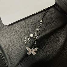 Y2K Style Originative Design Silver & Black Silver Butterfly Metal Beads Chain Charm, Fit For Bag, Phone, Keychain, Necklace - Silver - View 10