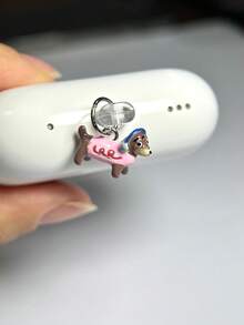 1pc Alloy Oil Dripping Puppy Decor Dust Plug Compatible With IPhone Charging Port Type-C Charging Port Data Port Plug. Compatible With Mi Oppo Vivo IPhone5-17,Earphone - Pink - View 3