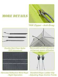 Naturehike Star Trails EXT 徒步帐篷，单人，10D 尼龙，露营旅行 - 芥末黃 - 查看 7