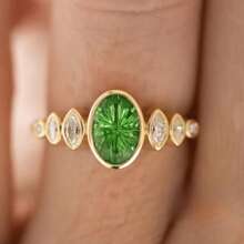 1 pezzo Anello elegante e di lusso con design a ellisse, adatto per feste, banchetti, fidanzamenti, regalo di gioielleria per San Valentino