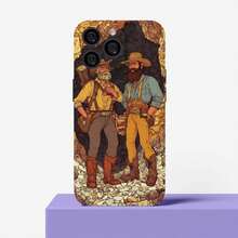 "Western Cowboys Design  Case"  Phone Case For Apple  16 15 14 13 12 11 Mini Plus Pro Max Gifts For Friends, Couples, Family - Black - View 1