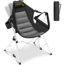 Silla de camping portátil, hamaca tipo silla de 400 libras, silla colgante con soporte ajustable para la espalda - Negro - Ver 10