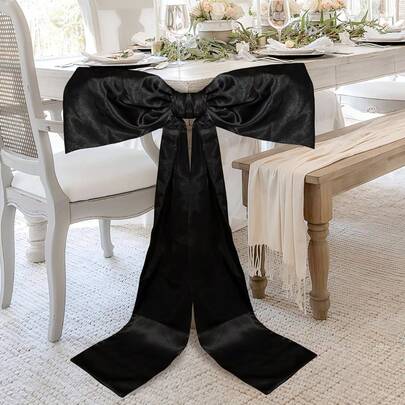 1 件，黑色/粉色/金色/白色/天蓝色/浅紫色，蝴蝶结装饰，适用于生日派对、婚礼，采用缎纹面料制成，适用于家居装饰背景、主题派对、婚礼、毕业派对等。