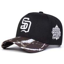 AR 1pc Men's SD Embroidered Baseball Cap, Sports Hat, Adjustable, Sun-Protective, Casual, Suitable For Spring/Autumn Outings, Travel, Beach, Party