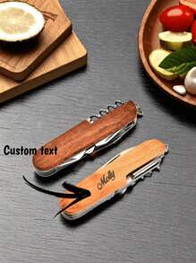 Personalized Multi-Purpose Bottle Opener, Gift For Men, Multi-Purpose Pocket Knife, Multi-Purpose Bottle Opener, Engraved Wooden Outdoor Bottle Opener, Best Man Gift,Wedding Essentials