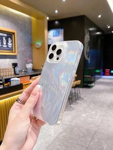 1pc Silver Feather Protective Phone Case Compatible With Apple/OPPO/Vivo/Redmi/ Series - Silver - View 4