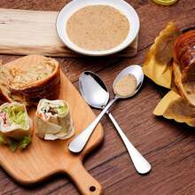 24pcs Stainless Steel Dessert Forks And Spoons Set, Suitable For Home Kitchen, Restaurant, Wedding Party