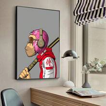 1 件有趣的动物猴子戴帽子时尚无聊海报帆布画现代家居客厅卧室房间酒吧咖啡馆装饰可选框架 - 彩色 - 查看 34