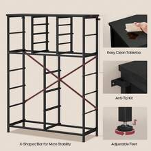 16 Drawer Dresser, 8 Clear & PU Reversible Drawers, Tall Dresser For Bedroom, Fabric Storage Cabinet, Metal Frame, Organizer Cabinet, Unit For Closet, Entryway, Hallway, Wood Top, Black - Black - View 8