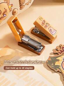 1 Pc Cute Cartoon Mini Stapler Set With 400 Staples Portable Office School Supplies