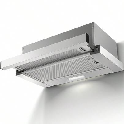 Campana Extractora 60 cm, Campanas Extractoras Cocina 60 cm, Campana Telescopica 620 m³/h, Superficie de acero inoxidable, Iluminación LED, 2 Filtros de Grasa [Clase de eficiencia energética A]