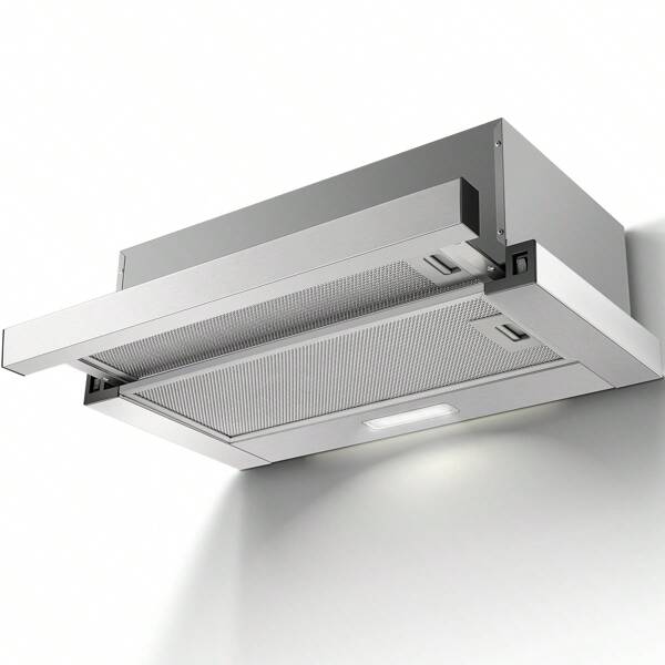Campana Extractora 60 cm, Campanas Extractoras Cocina 60 cm, Campana Telescopica 620 m³/h, Superficie de acero inoxidable, Iluminación LED, 2 Filtros de Grasa [Clase de eficiencia energética A]