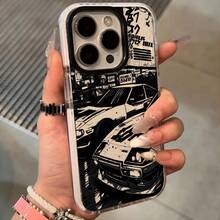 Personalized And Cool Sports Car Pattern Phone Case, With Inner Soft Edge Protection, Fashionable And Transparent Transparent Phone Case, Suitable For Models Such As 11-16Pro Max Plus - 透白 - 查看 2