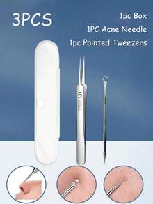 1 件超细 5 号黑头去除镊子和 1 件黑头和痤疮去除工具，面部美容和痤疮去除工具，用于皮肤护理