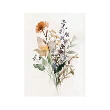 1pc Scandinavian Minimalist Aesthetic Wall Art Neutral Watercolor Wildflowers Plants Poster Prints Home Bedroom Living Room Modern Decor Gift Optional Frame