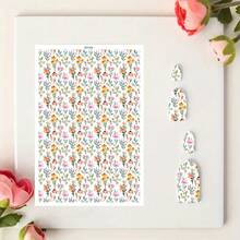 1pc Ultra-Light Water Transfer Paper With Colorful Flower Patterns – Perfect For DIY Ceramic Earrings, Jewelry & Polymer Clay Crafts, Blue & White Checkered Design, Craft Transfer Paper | Tropical Design | Intricate Designs - Multicolor - View 19