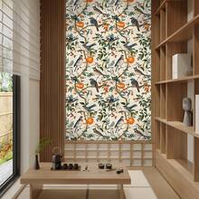 1 Roll Vintage Birdhouse On Orange Tree Branch Peel And Stick Wallpaper, Waterproof Contact Paper, Removable Sticker Wallpaper, Size: 17.32in*118.1/196.8/393.7in, Suitable For Living Room, Bedroom, Dining Room, TV Background Wall, Home Decor, Cabinet, Bookshelf, Desk, Chair, Furniture Renovation, DIY, Easy To Cut - Multicolor - View 6