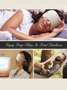 Silky Sleep Eye Mask, Blackout Elastic Travel Nap Eye Mask, Pure Mulberry Silk Sleep Eye Mask, Double-Layer Silk Filled, With Elastic Strap, Ideal Gift For Friends And Partners. Suitable For Relaxation, Travel, Insomnia And Business Trips, Thickened Eye Mask, Essential For Autumn And Winter. - Multicolor - View 7