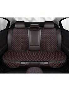 3pcs Set New Comfortable Nappa Leather Universal Car Seat Cushions, With Star Embroidery Backrest And Non-Slip Design, Suitable For All Seasons