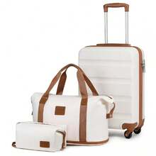 ABS Hard Shell Suitcase Set Trolley Carry-On Hand Cabin Luggage Travel Bags - Cream-3PCS Set - View 2