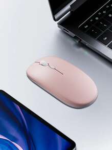 1pc Bluetooth Mouse Compatible With Ipad And Laptop Wireless Silent Mouse (Battery Not Included)-Pink