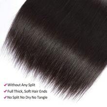 15A Brazilian Straight Human Hair Bundles 26 28 30 32Inch 100% Unprocessed Virgin Straight Weave 4 Bundles Human Hair - Natural Black - 查看 11