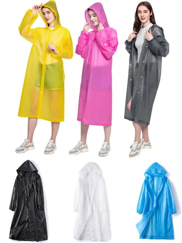 1pc Adult Raincoat, Fashionable Thick EVA Outdoor Travel Lightweight Open Poncho Rainwear