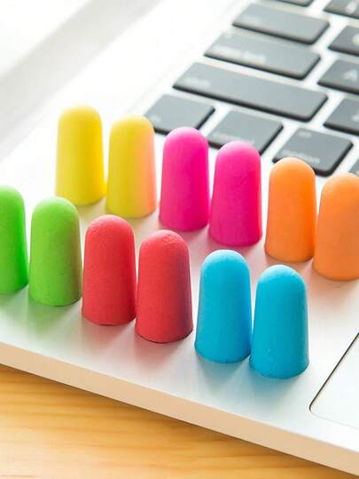 (Random Color) Soft Noise-Proof Earplugs, Used For Sleeping, Snoring, Swimming, Learning, And Working, Bullet-Shaped Polyurethane Foam Earplugs, Suitable For Dormitory, Bedroom, Resting Room, Office, Airplane Travel And Other Resting Places Bag For School School Accessories School Stuff