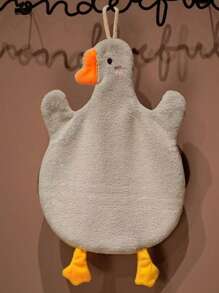 1pc Cute Goose Hand Towel, Double-Layer Coral Fleece Hanging Bathroom Kitchen Towel, Soft Absorbent Quick-Dry Bathroom Decor Back To School Dish Cloths Kitchen Towel