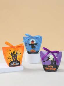 6 件装万圣节主题礼品袋（带丝带）、万圣节派对礼品袋、万圣节家居装饰、万圣节快乐、不给糖就捣蛋礼品包装袋、家庭礼品盒、青少年生日礼物派对礼品