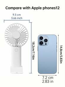 Handheld Mini USB Rechargeable Fan With Phone Holder Base, Portable Desktop Small Fan, Essential For Holidays - Blue - View 3
