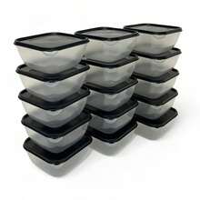 Kit 15 Square Lunch Boxes 500 ML Crystal Line  Food Storage - màu đen - Xem 4
