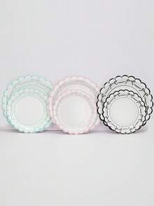 10 件/20 件/50 件黑色蝴蝶结派对用品 7 英寸蝴蝶结生日派对盘子装饰纸盘 9 英寸餐盘蝴蝶结派对装饰适用于单身派对新娘订婚新娘送礼会生日装饰 - 黑白 - 查看 1
