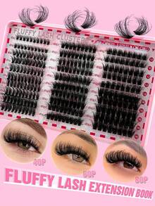 300pcs/Set Artificial Mink Eyelashes, 40D/60D/80D Fluffy Individual Eyelash Extensions, 5D Effect 0.07mm Curled Dramatic Eyelash Extensions 10-18mm Mixed Tray, Makeup Tools, High Volume Personal Eyelash Extension, Suitable For DIY Home Use, Everyday Makeup, Cosplay - D - 查看 1