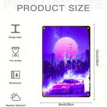 1PC Neon Street Racing Poster, Retro 80s Art, Vintage Car Artwork, Perfect For Garage, Bedroom, Man Cave, Neon Decor, Racing Fan Poster, Futuristic City Art, Street Culture Wall Art - Multicolor - View 3
