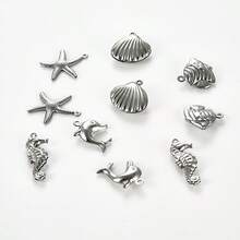 5Pcs Stainless Steel Sea Animals Shells Hollow Charms For DIY Jewelry Bracelet Necklace Earrings Making Small Pendants Findings - Multicolor - View 11