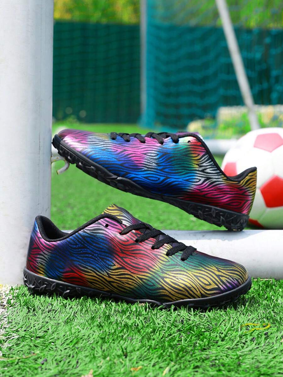 男子足球户外运动学生青少年专业比赛训练钉鞋考试专用户外比赛TF足球鞋 - L003紫紅色 - 查看 1