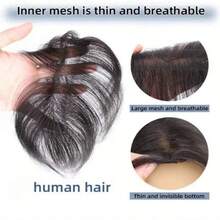 8 英寸女士假发头饰真人头发手工制作耐用直发饰，带自然发际线，全钩针手工制作，增加发量