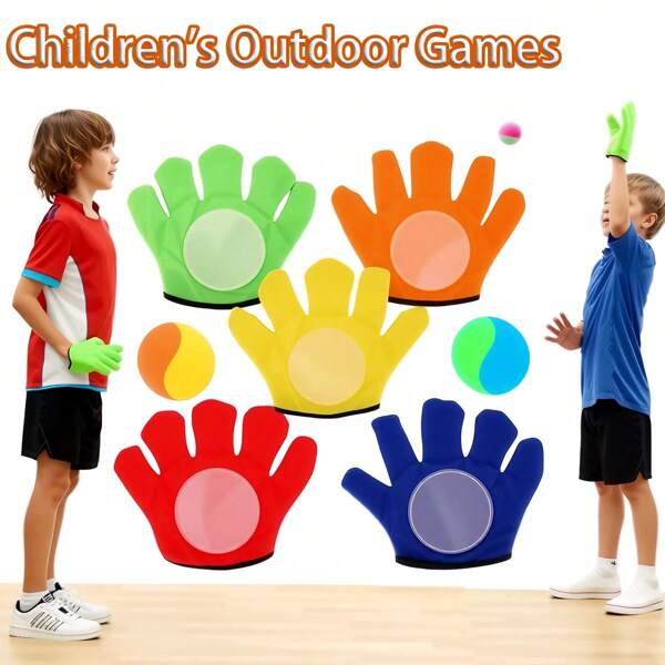 1 Set Outdoor Spiele Ball Spielzeug für Kinder, Fang und Wurfball Set, Outdoor Sport Schläger, Handball, Yard Camping Ferien Party Spielzeug, Eltern-Kind Outdoor interaktives Klebeball Wurfspiel Spielzeug