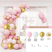 123 Stücke rosa Ballon-Girlande Set, rosa weiße goldene Latex-Ballons, perfekt für Geburtstags-Party, Babyparty, Hochzeit, Geschlechts-Enthüllungsparty Dekorationen