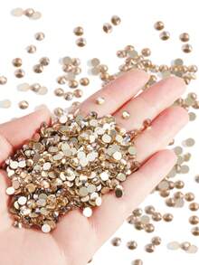 黎明/香槟金色 S3-SS20 1440 件免烫玻璃水钻散装用于工艺指甲舞蹈服装 DIY 衣服衬衫鞋子闪光装饰礼品平背圆形，免烫水钻超闪光水晶美甲水钻平背透明免烫半圆形水钻胶粘美甲装饰用于美甲 DIY - 彩色 - 查看 11