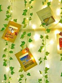 1 件 2 米（6.56 英尺）/5 米（16.4 英尺）/10 米（32.8 英尺）藤蔓灯串，叶子装饰灯，户外 LED 绿叶灯，人造花环植物叶带灯，绿叶花环吊灯适用于墙壁、派对、婚礼、房间、厨房、室内外装饰 - 綠色 - 查看 8