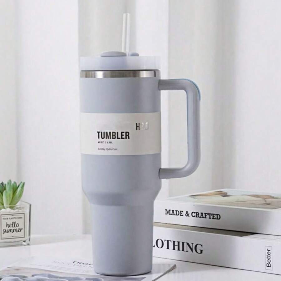 Compatible With Stanley 40 0zH2.0 Tumbler With Handle, DoubleWalled Vacuum Insulated StainlessSteel Water Bottle PremiumSummer Drinkware Portable HandyFlask Travel Mug Lced Coffee CupFor Outdoor Camping, Hiking,Driving, Travel, Perfect Gift Ldea - Sương mù - Xem 1