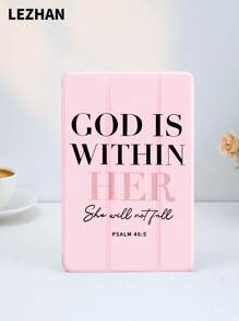 God Is With Us Slogan Pattern Flat Protective Case, Compatible With IPad 10.2 Inch, IPad Pro 11 2021/2020/10th Gen/Mini 4/5/6, Galaxy Tab A8 10.5 Inch 2022, Matepad 10.4/Tab, With Pencil Slot, Anti-Drop, Tablet Stand Protective Cover