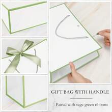 2 pezzi/12 pezzi Eleganti borse regalo con fiocchi e nastri - borse in carta bianca di grande capacità, adatte per Ognissanti, Ringraziamento, Natale, Capodanno, matrimonio, compleanno, borse di shopping di colore solido semplice, piccole imprese, festa per la doccia nuziale, festa di benvenuto a casa, forniture per feste di vacanza